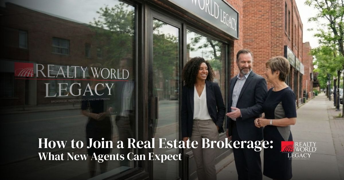 New real estate agents about to join Realty World Legacy, a real estate brokerage in Ontario.